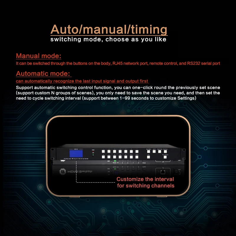 HDMI Matrix Audio Video Timer, comutação sem emenda sobre o controlador IP, 4x2 Switch com portas RJ45, Android App, 4K, 2x2