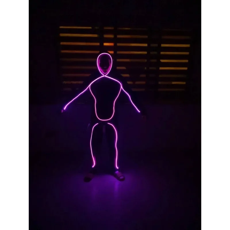 LED Robot Costume Matchstick Man Tron Dance Wear Stage Performance Rave Outfit Nightclub Party Festival Clothing Adult Clothes