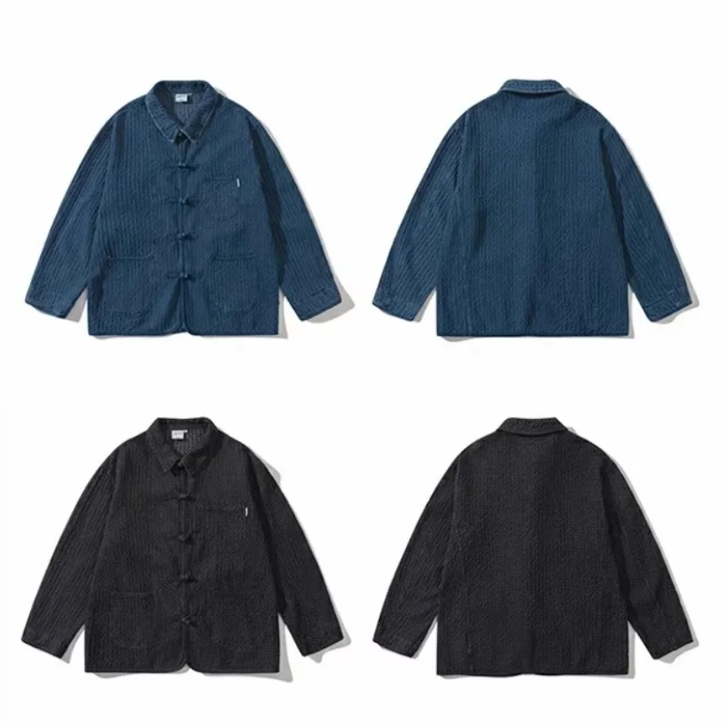 

Японские кимоно-куртки в стиле ретро, свободные повседневные халаты ручной работы, окрашенные индиго, улучшенные хлопковые куртки для кендо, весна-осень