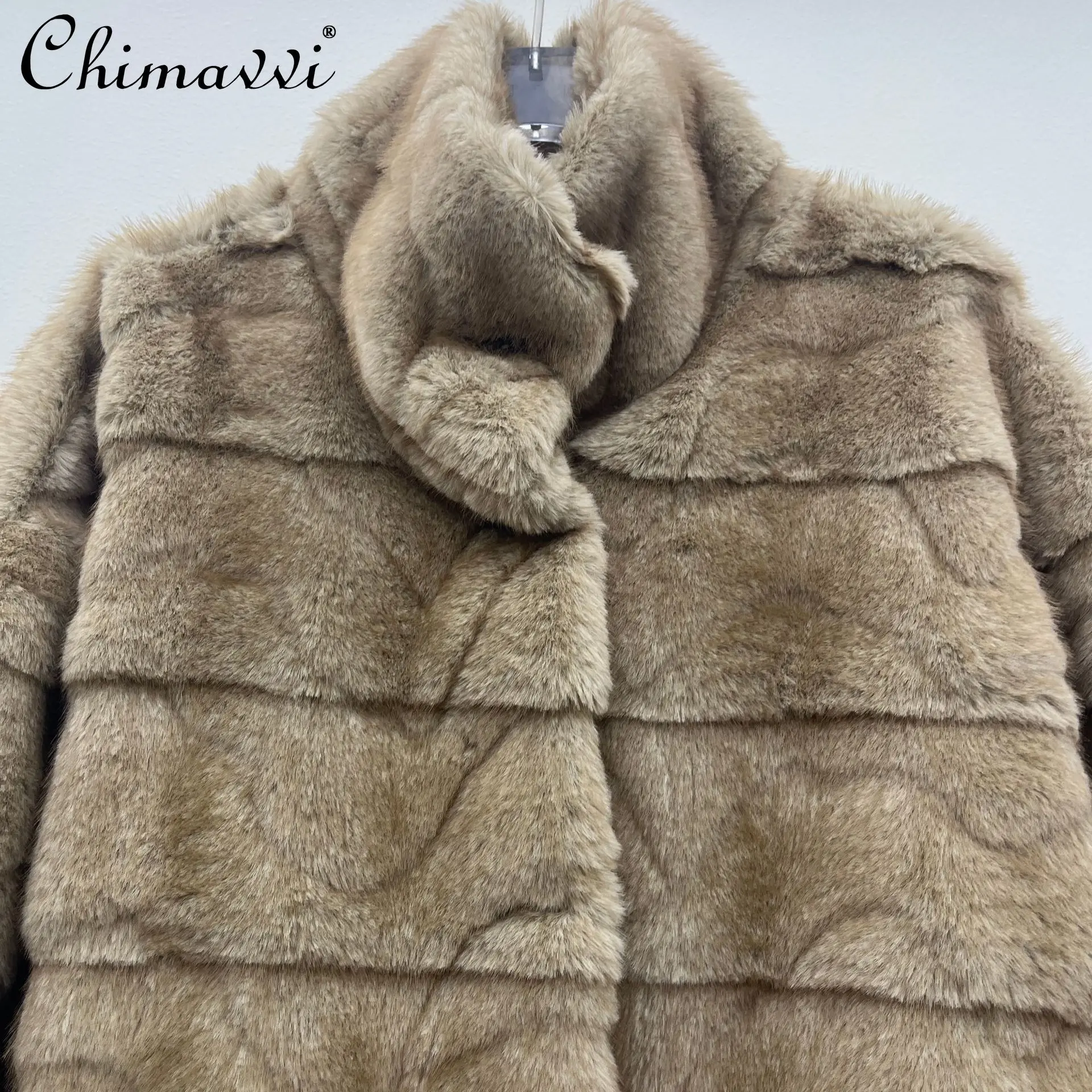 Estilo coreano elegante gola quente acolchoado jaquetas de pelúcia único breasted solto versátil casual casacos de pele do falso feminino inverno