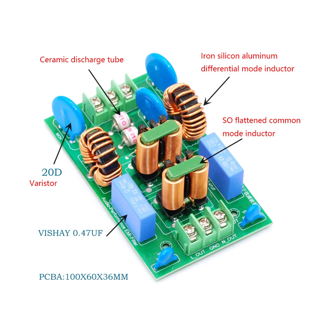 External Lightning 3-stage AC EMI Filter 15A 20A AC 110V 220V Power Isolation Purification Purifier Amplifier Noise Impurity