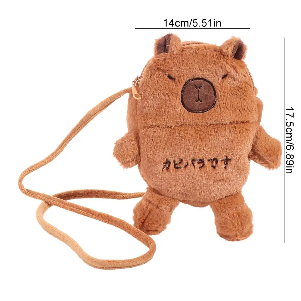 Cosmetics Storage Bag Cartoon Capybara Crossbody Bag Cute Soft Doll Shoulder Bag Purse Fluffy Mobile Phone Pouch Children