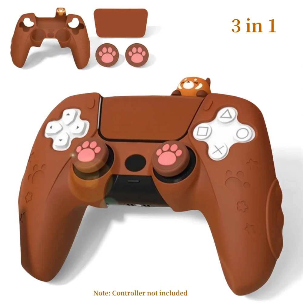 Комплект 3 в 1, защитный чехол с мультяшным корпусом для контроллера Playstation 5 PS5, геймпада с ручкой для большого пальца, колпачками и наклейками