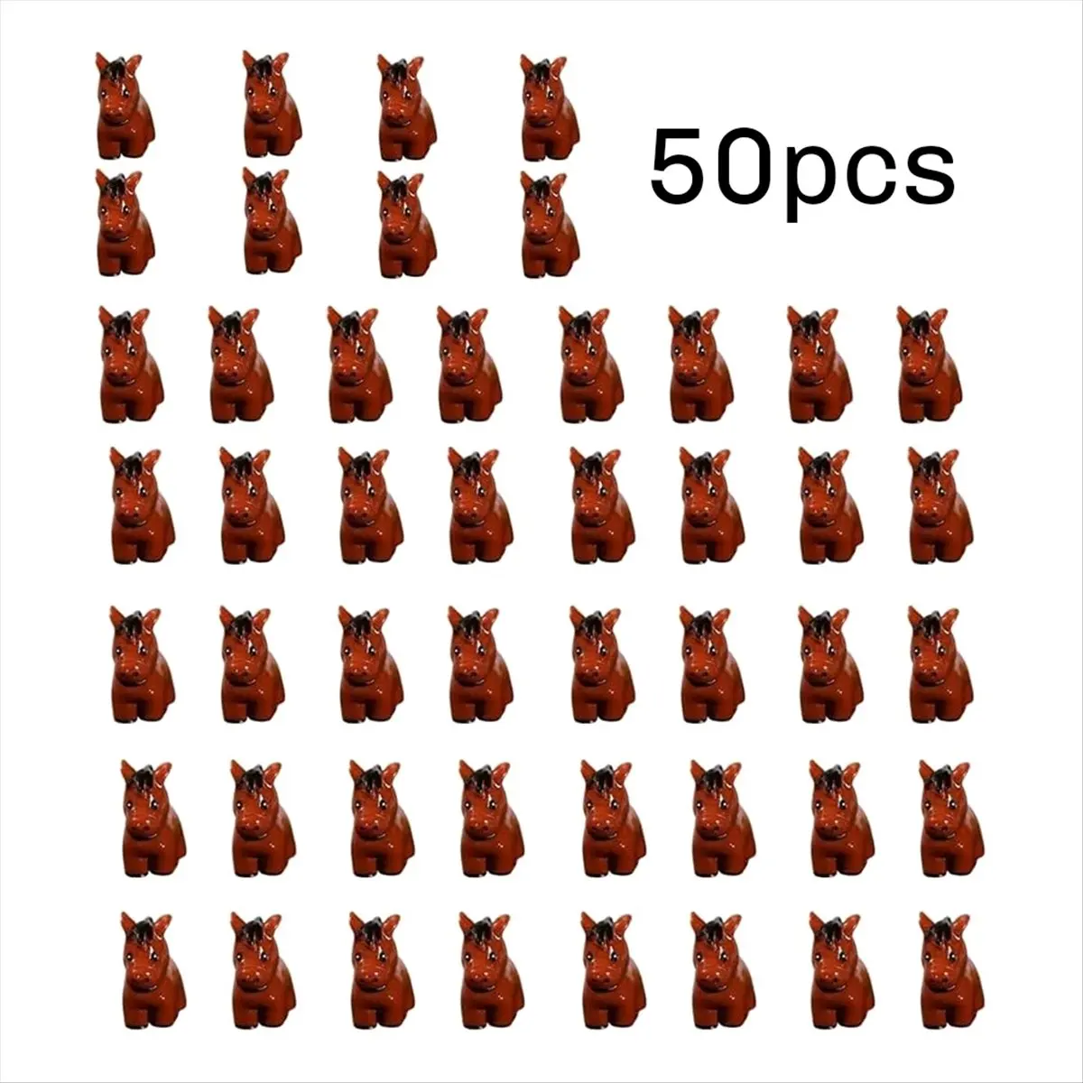 

A97G 50 шт. мини-фигурки животных из смолы, крошечные миниатюры животных, миниатюра диких животных (конь)