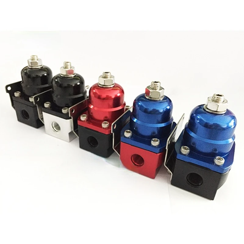 

automotive red blue black silver aluminum universal adjustable high performance fuel oil pressure regulator with gauge