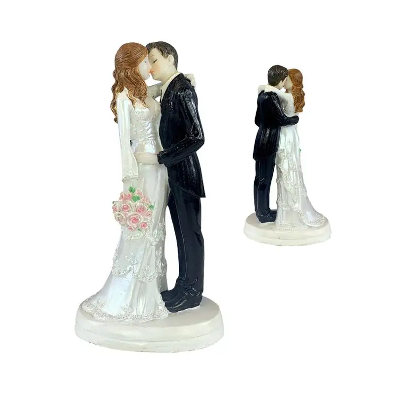 Bride And Groom Cake Toppers Mini Bride Groom Figurines Statue Wedding Cake Romantic Couple Fashionably Dressed DIY Mini Cake