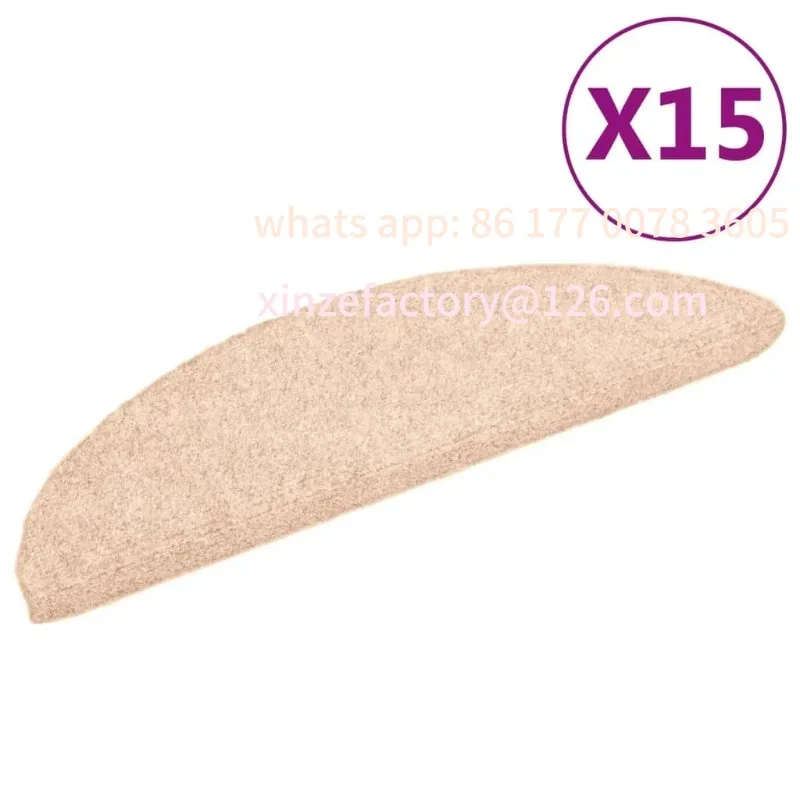 Customizable Self-adhesive Stair Mats 15 pcs 56x17x3 cm CreamStair Carpets Home Furnishings Anti-Slip Carpets
