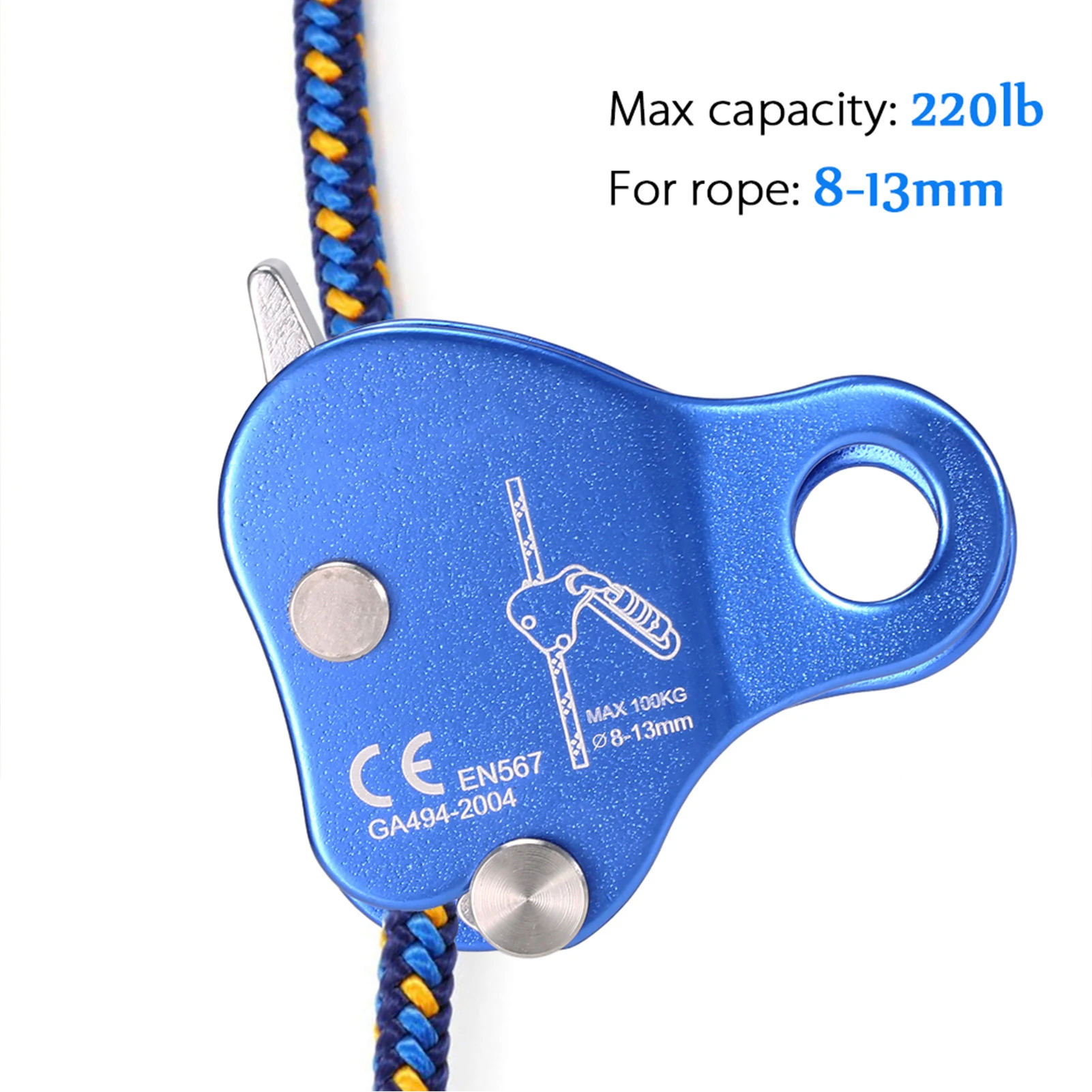 Klettern Schutz Ascender 220LB Klettern Sicherungsgerät Seilgriff Outdoor Klettern Rigging 8-13MM Seil