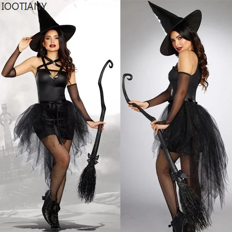 Sexy Erwachsenen-Zauberer-Dämonen-Rollenspielset Halloween Day of the Dead Hexenkostüm Maskerade Karneval Party Bühnenauftritt Kleid