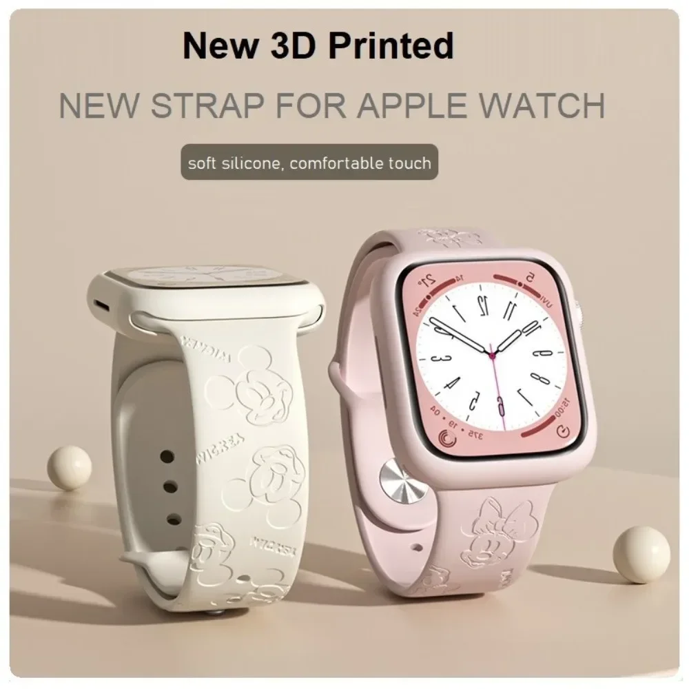 Free Case And Cartoon Silicone Strap Engraved Band Compatible For  Watch 44 40 41 45 38 42MM iWatch Series 9 8 7 6 SE 5 4 3