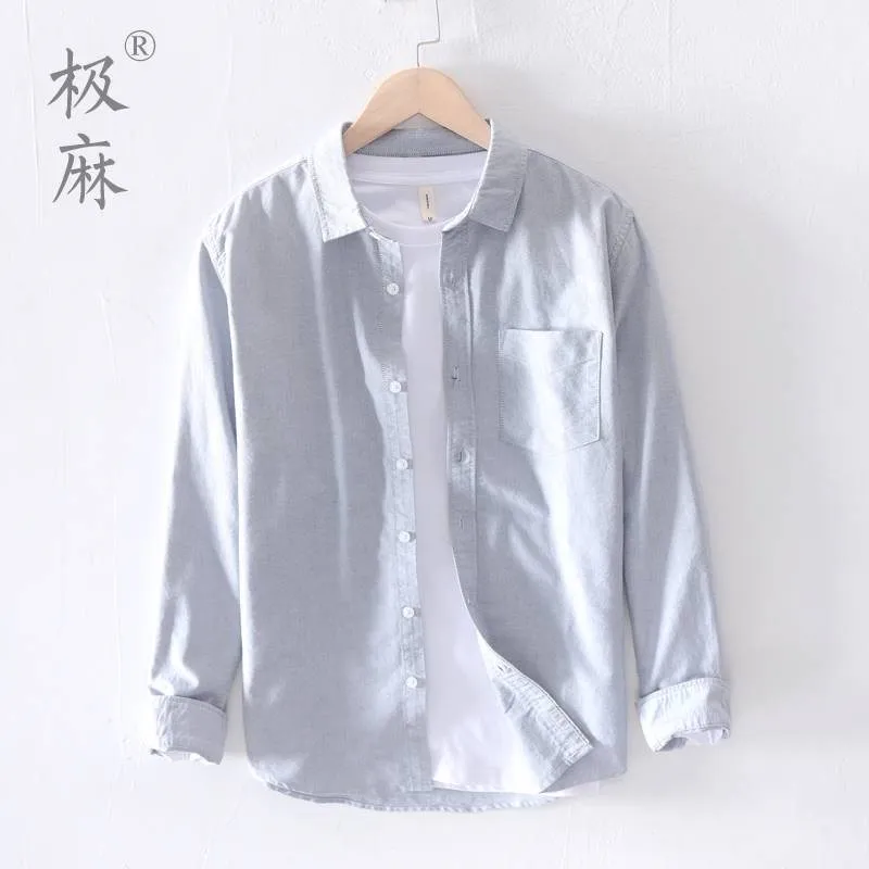 

Men's Ox Cloth Long Sve irt Breathable Soft Waed Cotton Pure Color Slim Fit Casual Faionable White irt