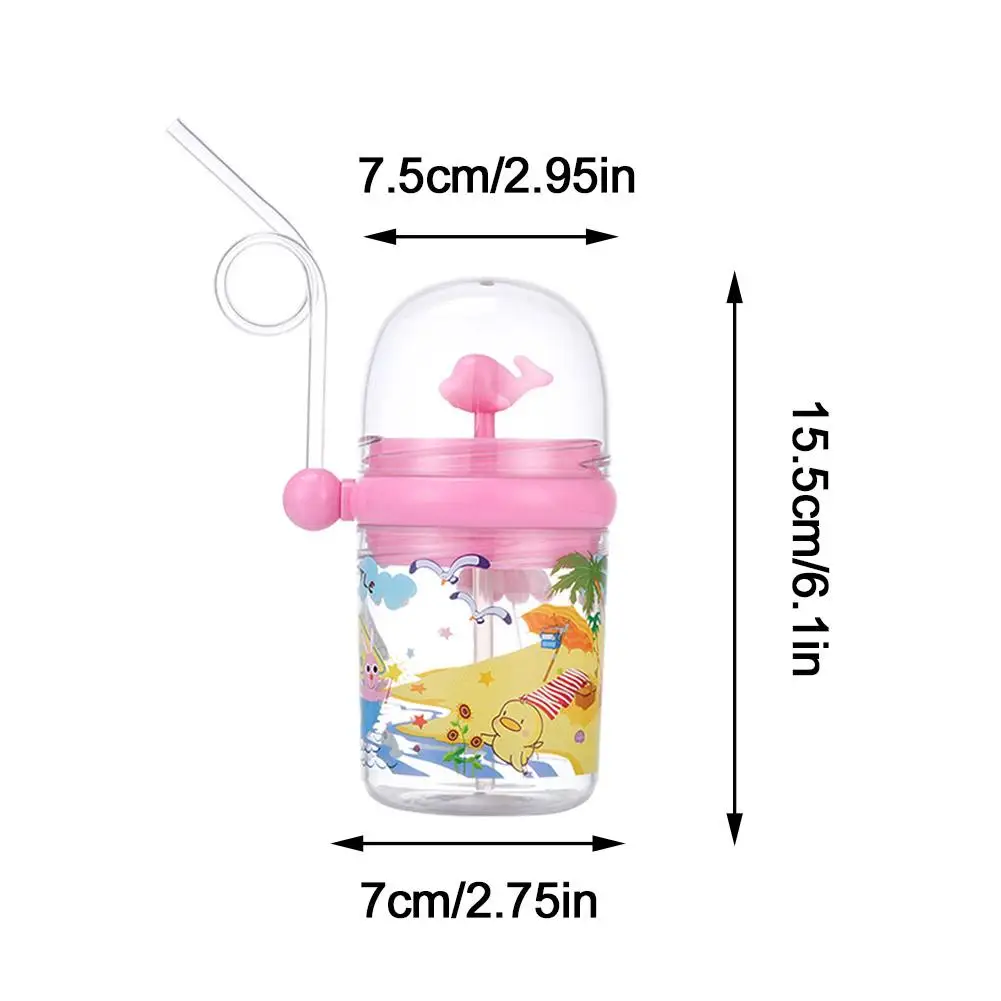 250ml Kids Funny Whale Water Spray Drinking Cup Cartoon Feeding Bottles With Straws Portable Children Cups Drinkware Cup Water