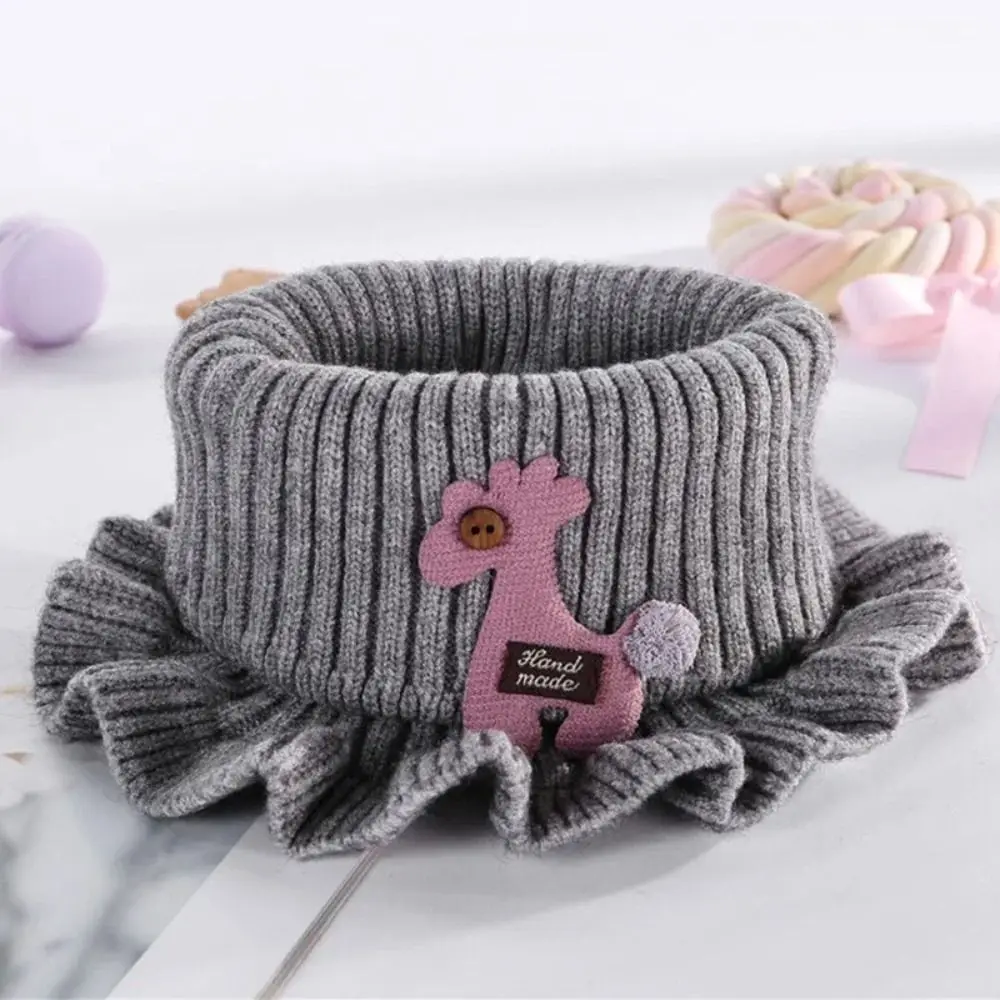 New Knitted Scarf for Kids Autumn Winter Warmer Collar Warm Thick  Scarves Ruffle Neck Children Knitted Scarf Outdoor Scarves