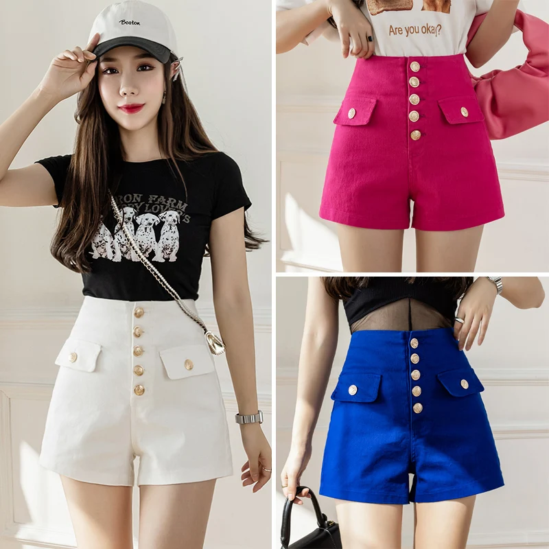 

Newest 2023 Summer Designer Fashion Women's Lion Buttons Denim shorts