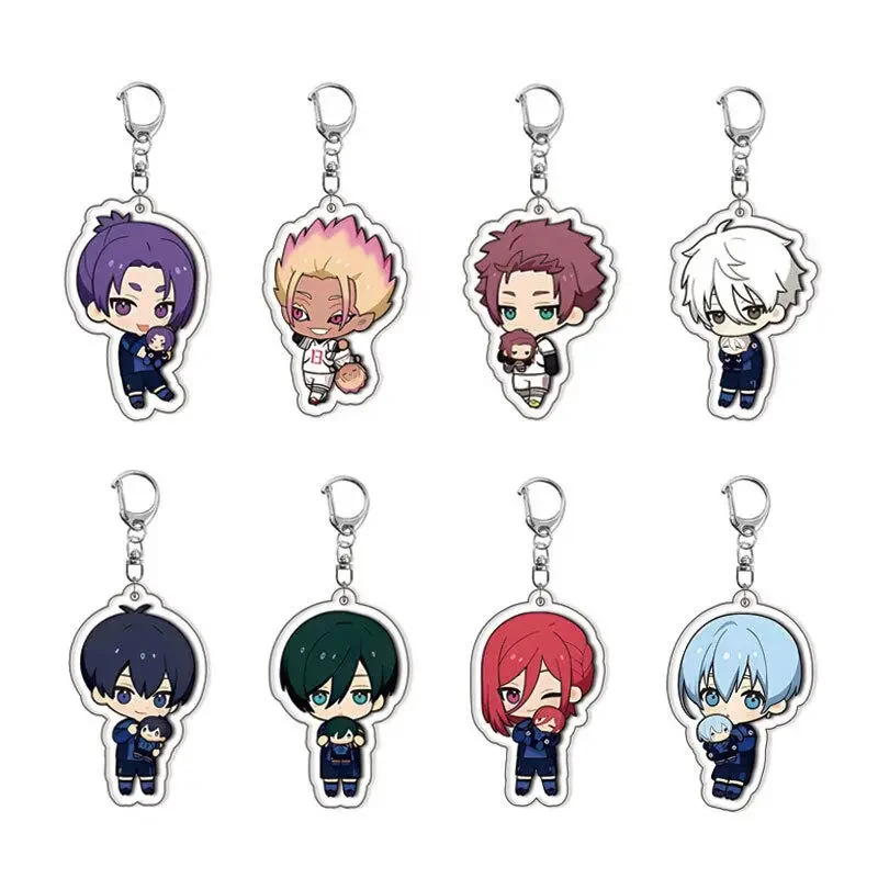 Anime Acrylic Keychain for Blue Lock 6Cm Anime Isagi Yoichi Meguru Kunigami Exquisite Pendant Transparent Metal Chain Pendant