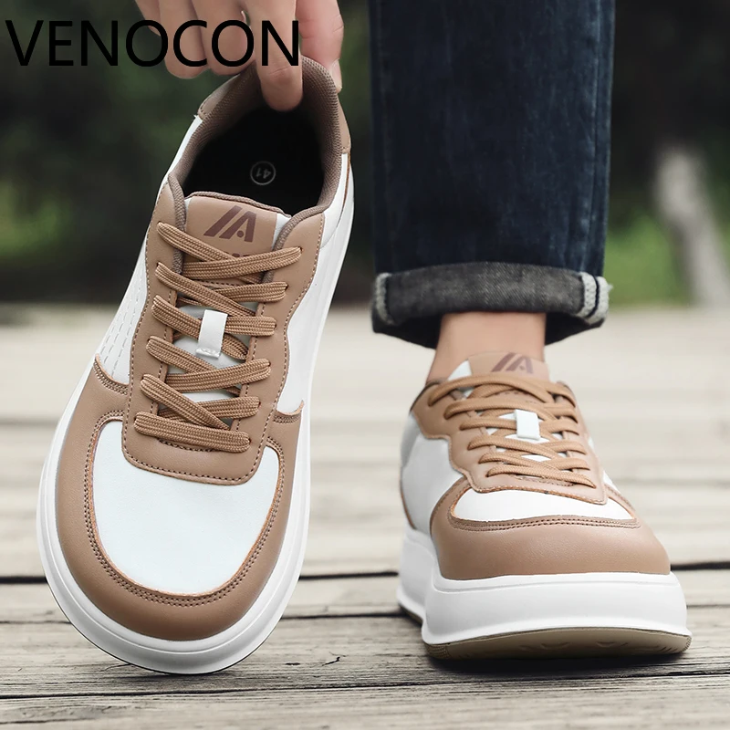 

VENOCON минималистичный мяч с широким носком и носом, стильная прогулочная обувь, кроссовки из ткани и кожи, обувь для мужчин и женщин