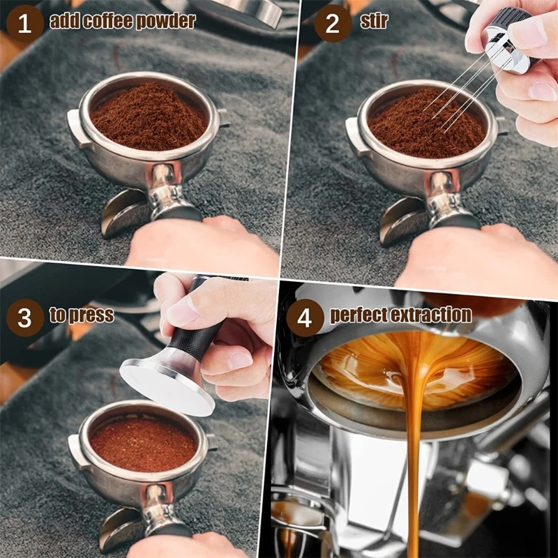 مكبس الاسبريسو موزع القهوة العبث 2 في 1 مكابس الاسبريسو اليدوية مجموعة أدوات توزيع الاسبريسو المواد المعدنية