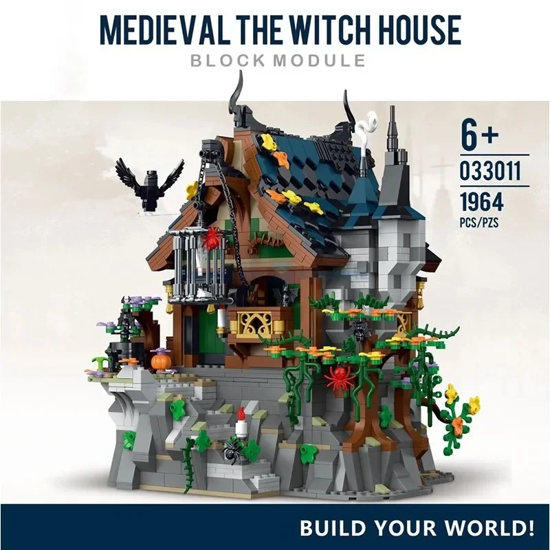 Wizard Cottage Building Bricks MOC 033011 Ideas House Medieval Modular Architecture Stone Birdcage Hut Model Blocks Toy Gift Set