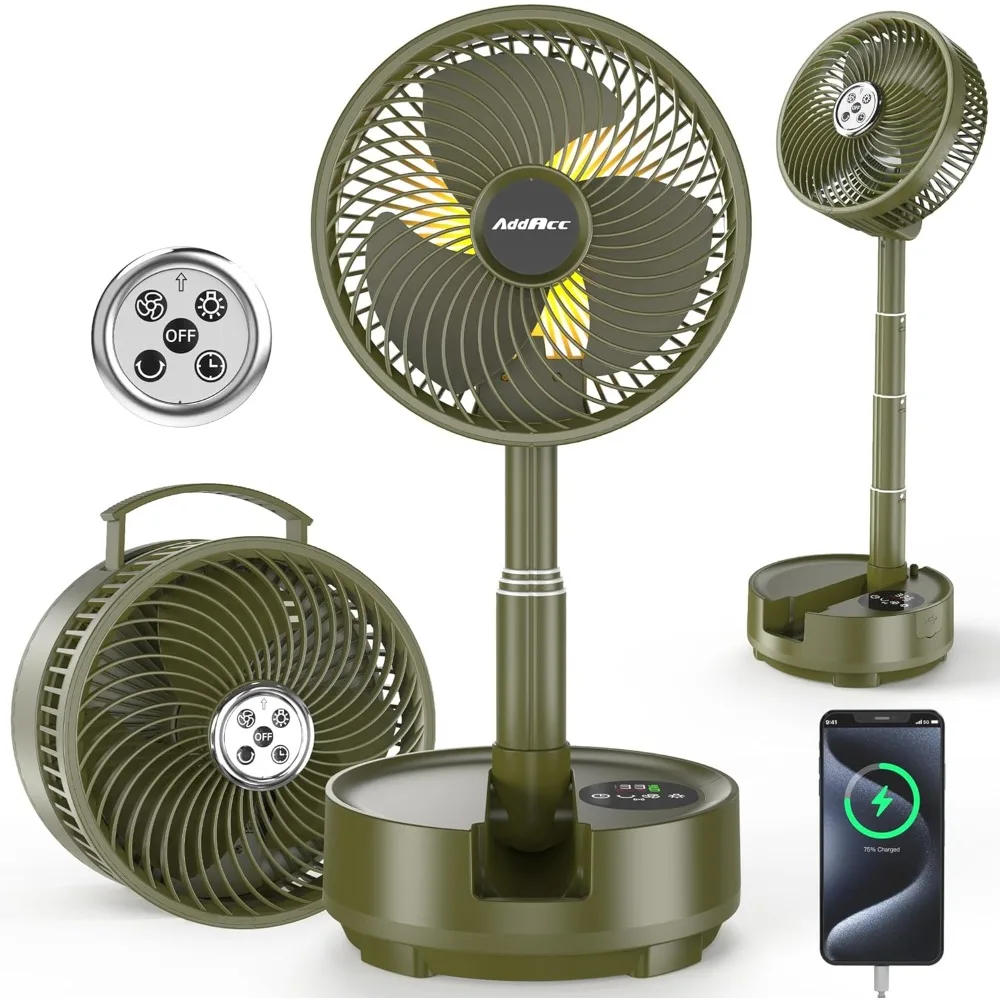 

Rechargeable 20000mAh Battery Operated Fan Portable 112H Runtime 9 Speeds Oscillating Fan with Remote Timer Light for Travel