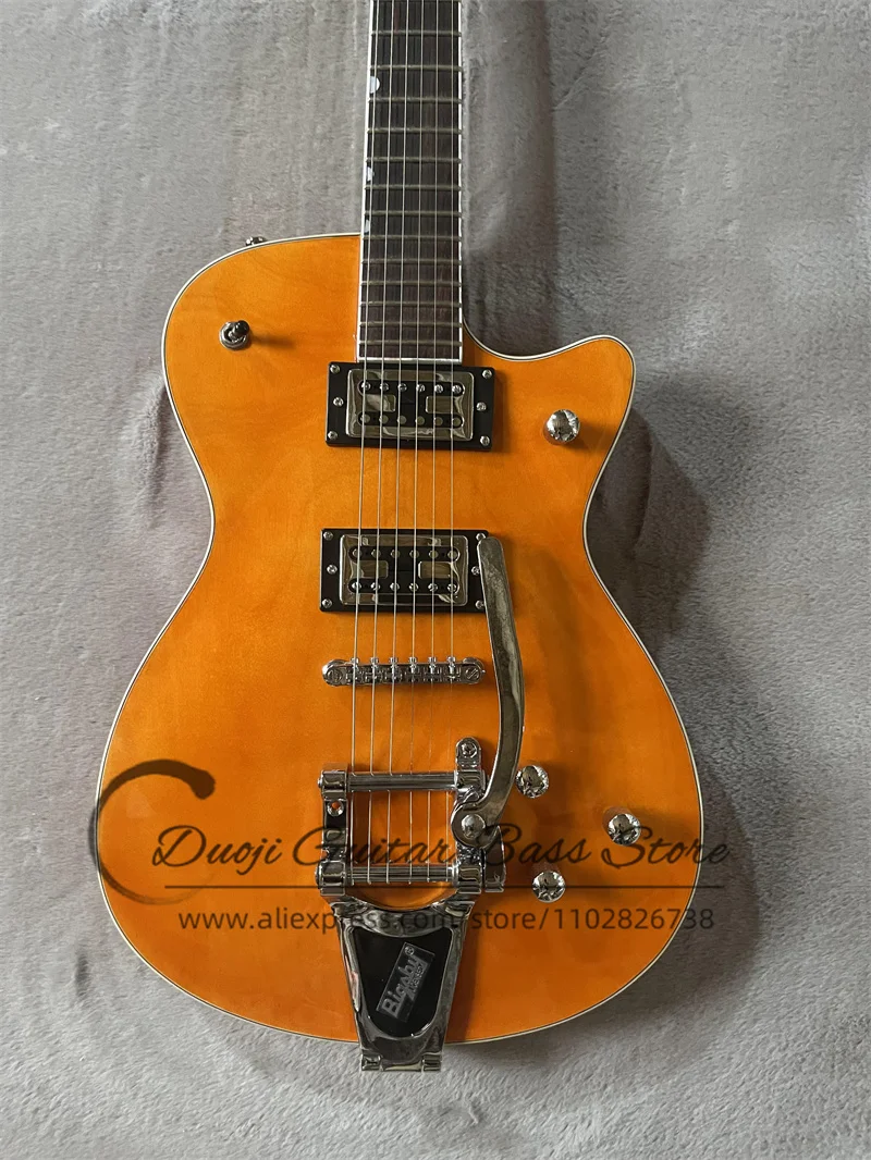 Orange Electric Guitar 6121 Solid Body Big Tremolo Bridge HH Pickups Rosewood Fingerboard Factory Custom