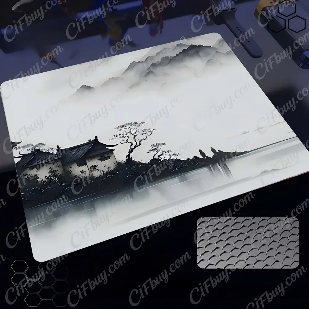 CIFbuy Glass Mouse Pad Tempered Micro Etched Surface Non Slip Base Smooth ControlGaming Desk Mat Office Home Use Black