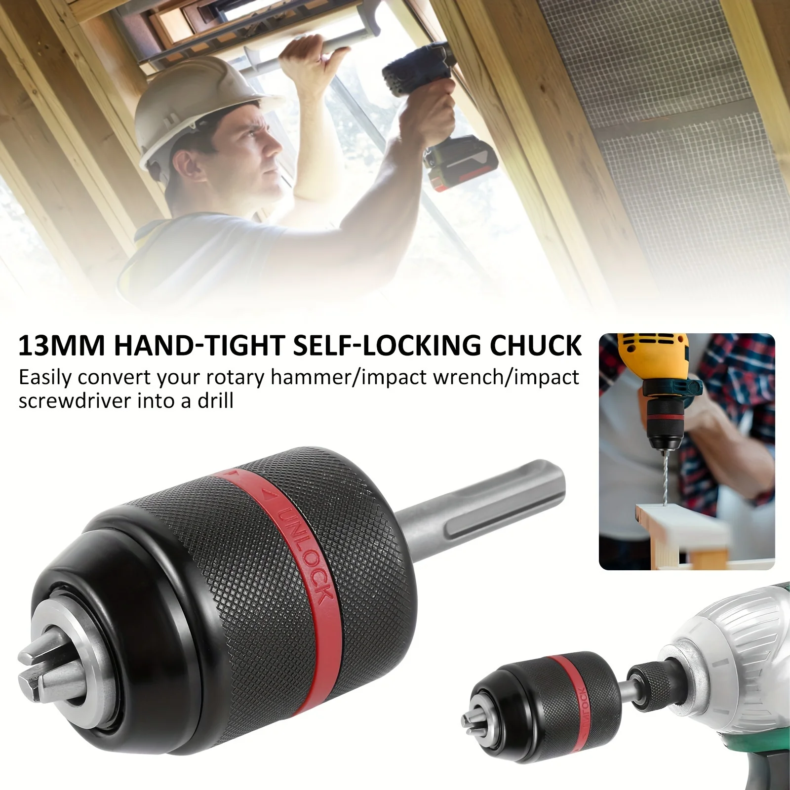 4 satz/satz Bohrfutter Adapter Kit 1-13mm Selbst Anziehen Hand Bohrfutter Keyless 1/2 zoll-20UNF mit Schaft 1/4 zoll Sechskantschaft 1/2 zoll