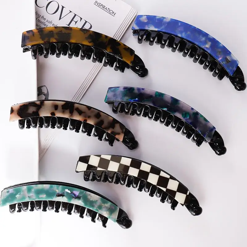 Pinzas para el cabello de plátano de Color sólido a la moda, pinzas para el cabello antideslizantes simples para mujeres y niñas, pasadores de horquillas con cola de caballo para baño