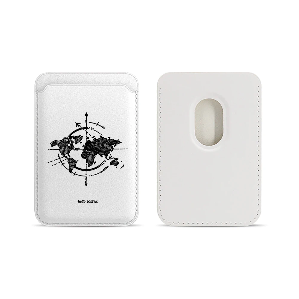 Minimalistisches Weltkarten-Leder-Kartenetui Handy-Kartenhalter für Magnetische Hülle Geeignet für alle iPhone Magsafe Karten-Handy-Rückseiten-Taschen – Detail 5