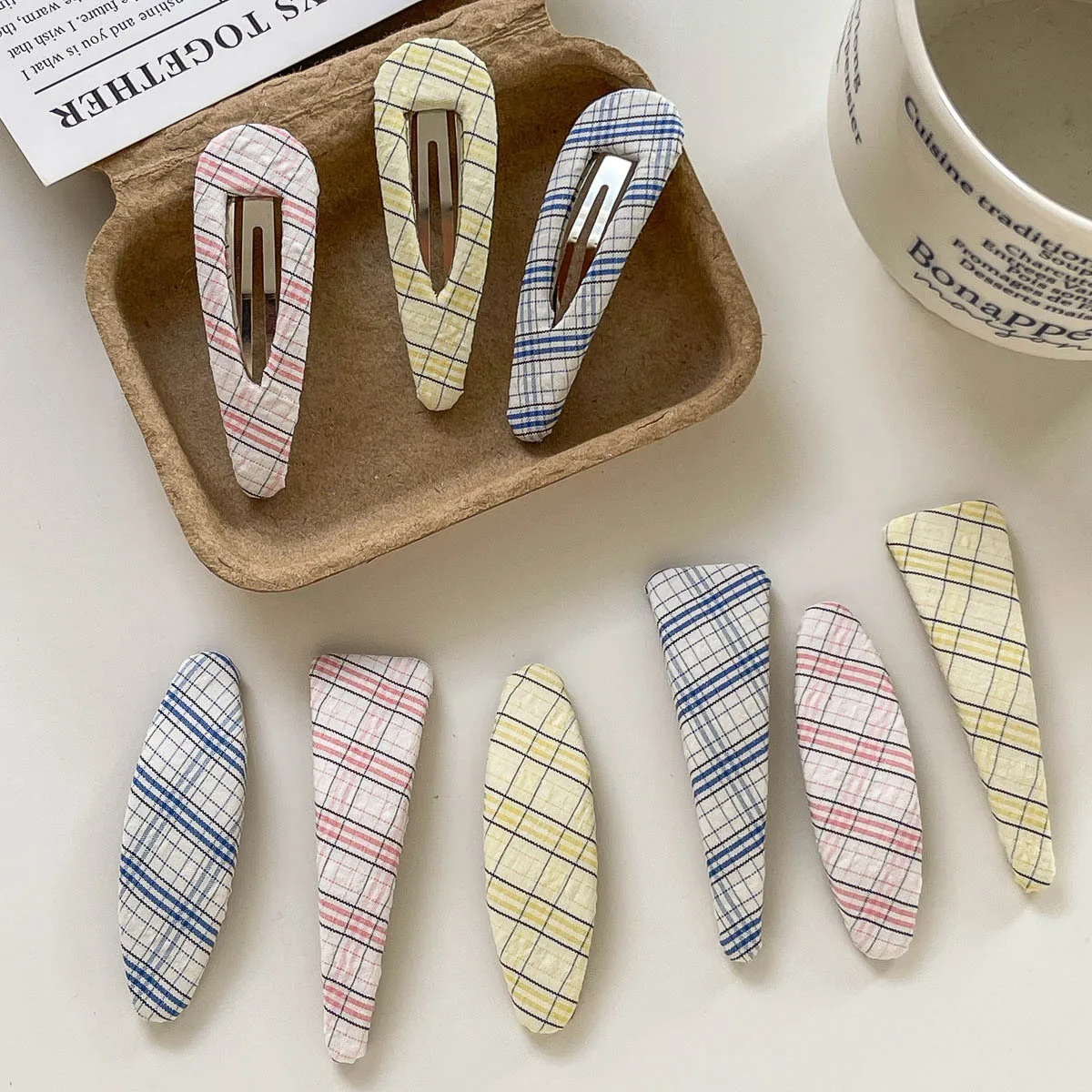Korean Fabric Striped Oval Water Drop Hairpin Barrettes Headwear BB Clip Girls Bangs Side Clip Hairpin Hair Accessories Hairclip