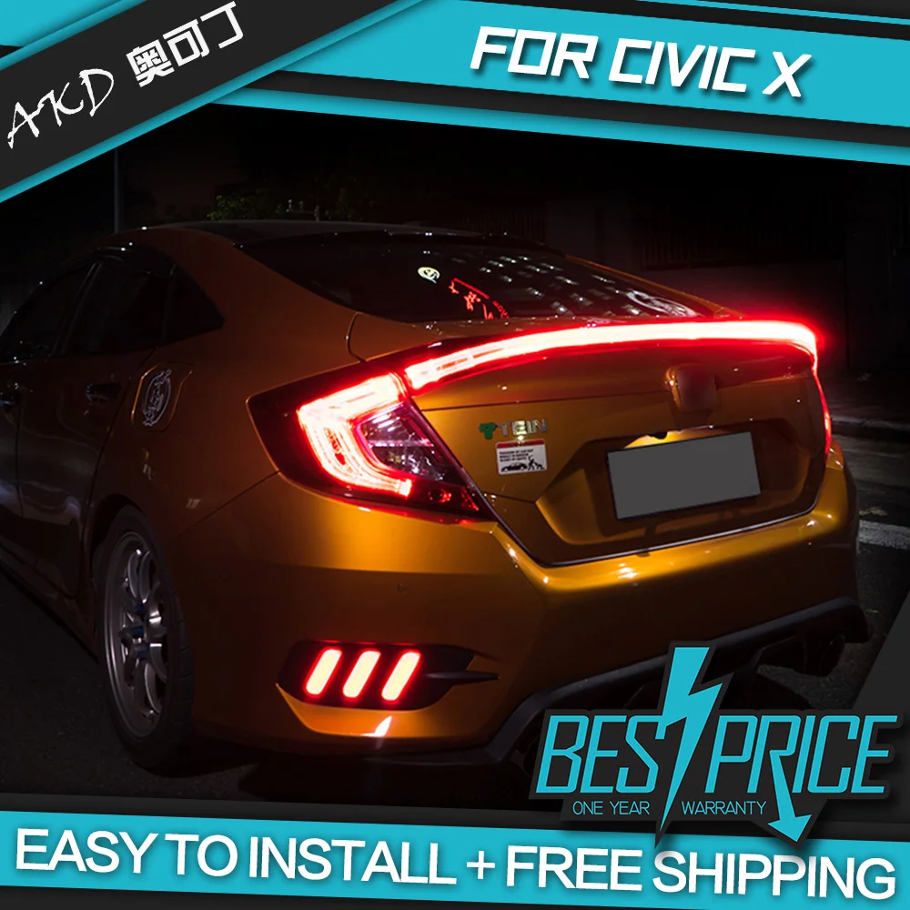 

AKD Tuning Cars Tail Lights for Honda CIVIC X G10 2015-2018 Taillights LED DRL Running Lights Fog Lights Angel Eyes Rear Parking