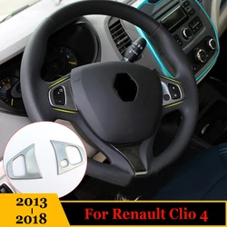For Renault Clio 4 Clio IV 2013 2014 15 16 17 2018 ABS Chrome Car Accessories Steering Wheel Decoration Buttons Cover Trim 2pcs