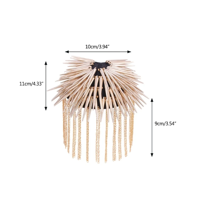 금속 체인 술 어깨 견장, 스파이크 리벳 어깨 배지 브로치, 1 개