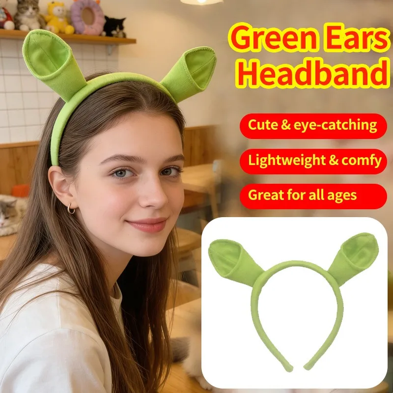 Diadema de Shrek para Halloween, creativa y adorable, accesorio para el cabello de dibujos animados, súper lindo, nuevo, para mujer, para fotos y disfraces.