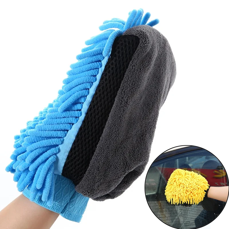 Thickened Chenille Car Wash Gloves Coral Fleece Foaming Glove Soft Motorcycle Washing Cloth Cleaning Towel Tool Auto Accessories