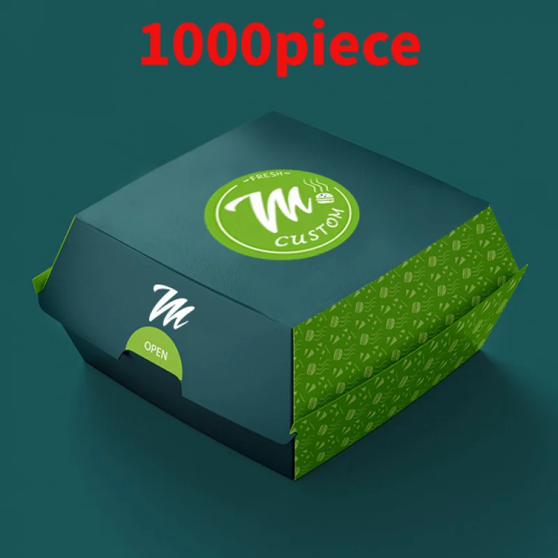 10 00piece.Custom.One-stop Customization Logo Printed Food Packaging Recyclable Take Away Burger Boxes Wrapping Paper French Fri