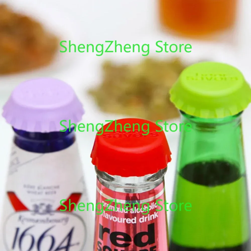 42Pcs Reusable Mix-colored Silicone Beer Bottle Cap 2.8cm Wine Stopper Vinegar Soy Corktail Lid Bottle Cover Good Seal Kitchen