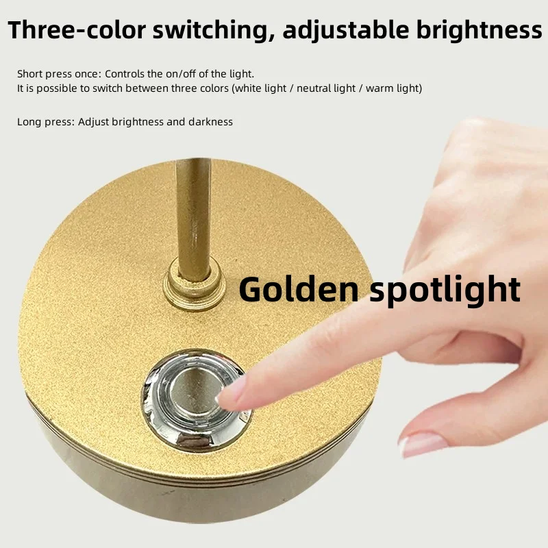Golden Dimming Three Color Jewelry Spotlight Double Color LED Rechargeable Glass Counters Display Cases Exhibition Stands Lamp3W