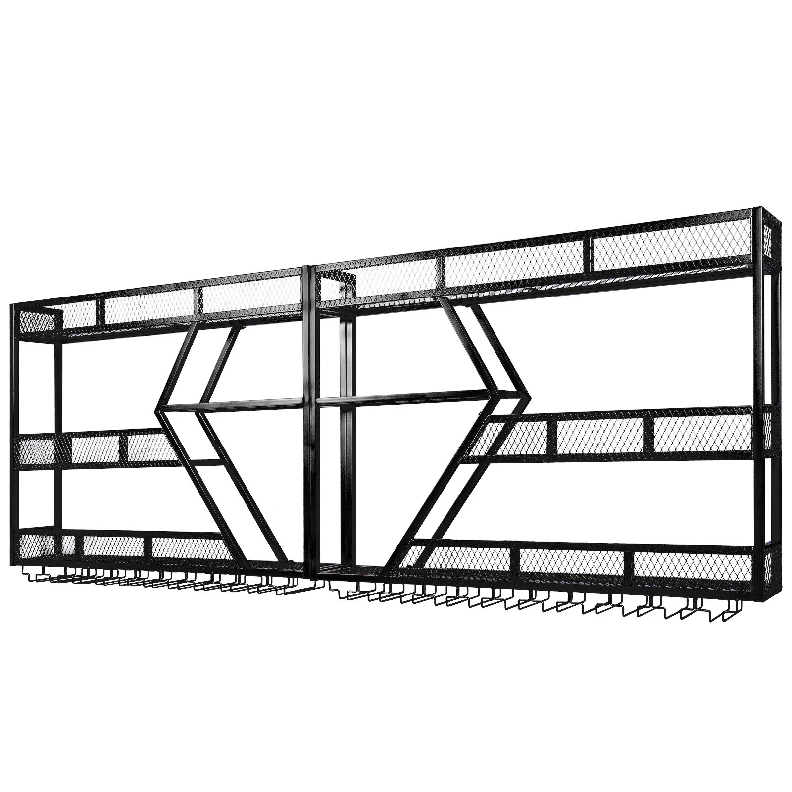 3/4段壁掛けワイン棚、金属製吊り下げワインボトルディスプレ - Home Bar Shelf のレビューと価格