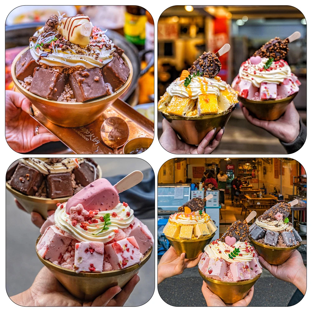 

1pc Stainless Steel Ice Cream Korean Soup Bowl V Shape Dessert Bowl For Salad Fruit Cold Noodles Ramen Water Ice Cup Kitchen