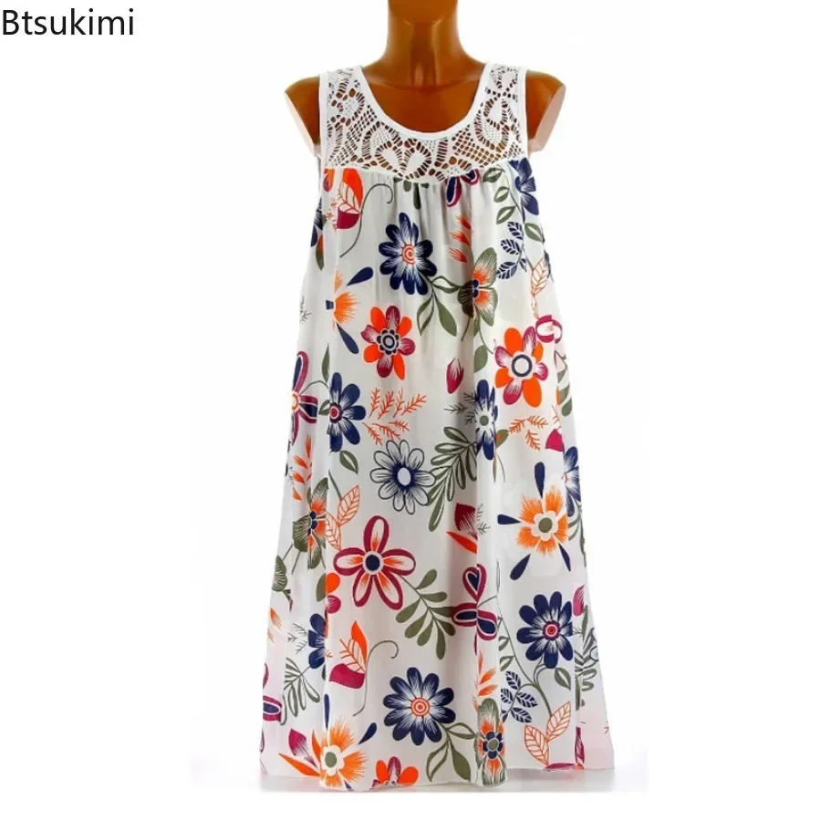 Robe décontractée en dentelle à imprimé floral pour femmes, tunique de plage, t-shirt, mini, fête, été, nouveau, 2025