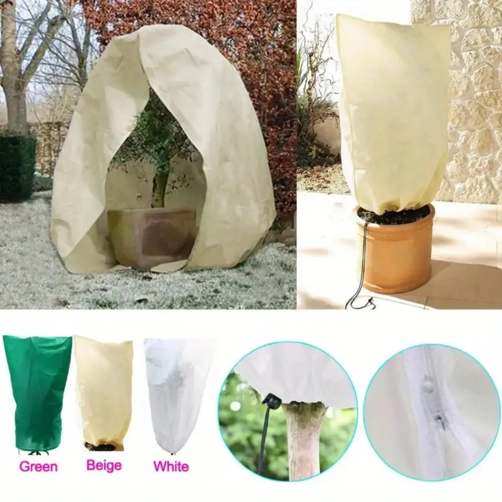 

Non-woven Winter Plant Protection Bag With Zip Drawstring Against Cold Plant Warm Cover Vegetation Anti-Frost Bag Outdoor Yard