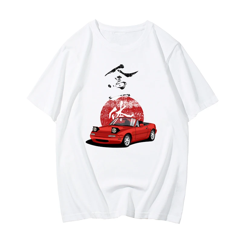 shirt 100% Cotton T-shirt Men Summer Short Sleeve Tops Japan Anime Printing Clothes Racing Car Tshirt Male Tees-shirt