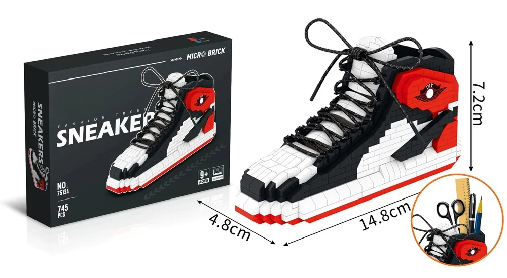 Neue DIY Sport Basketball Schuhe Bausteine Anime Turnschuhe Jungen Mädchen Spielzeug Auktion Modell Montage Block Ziegel Kinder Spielzeug Geschenke – Detail 8
