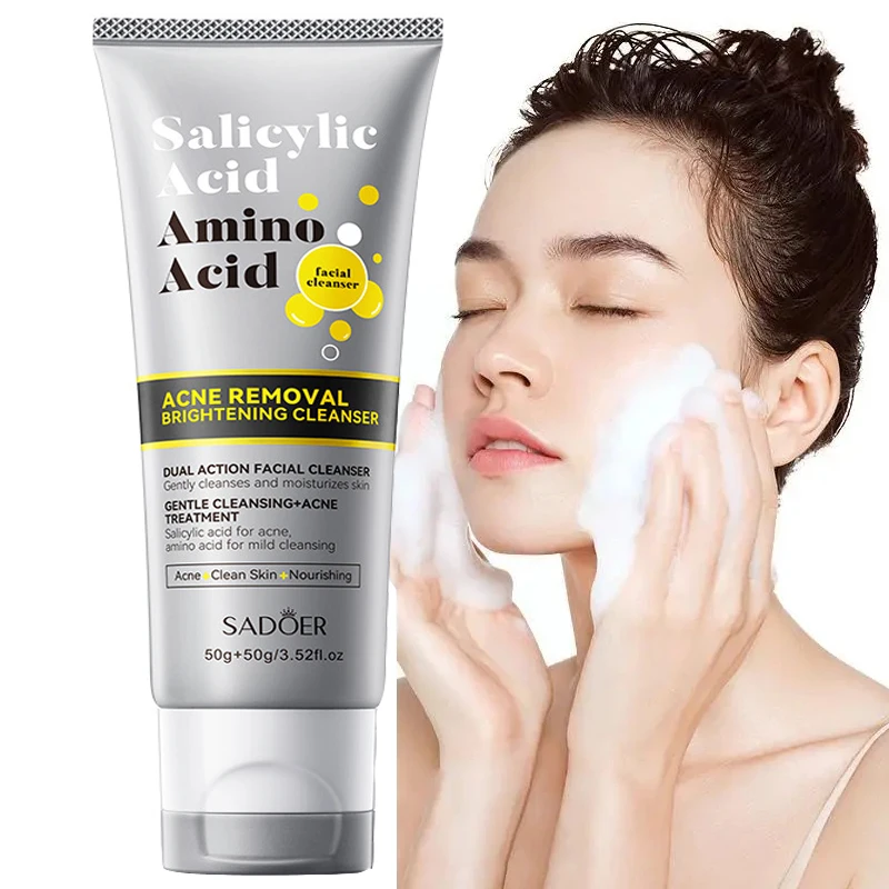 

Salicylic Acid Acne Removal Facial Cleanser Moisturizing Oil Control Shrink Pores Face Wash Clean Remove Blackhead Skin Care