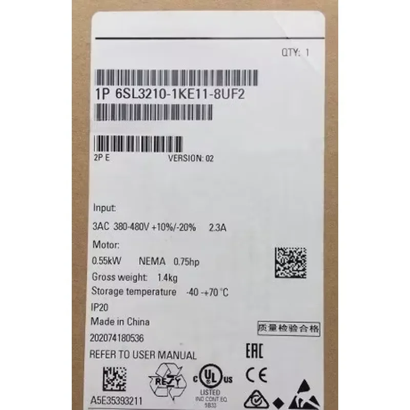 

Brand New 6SL3210-1KE11-8UF2 6sl32101ke118uf2 Frequency Converter Stock in Warehouse Fast delivery