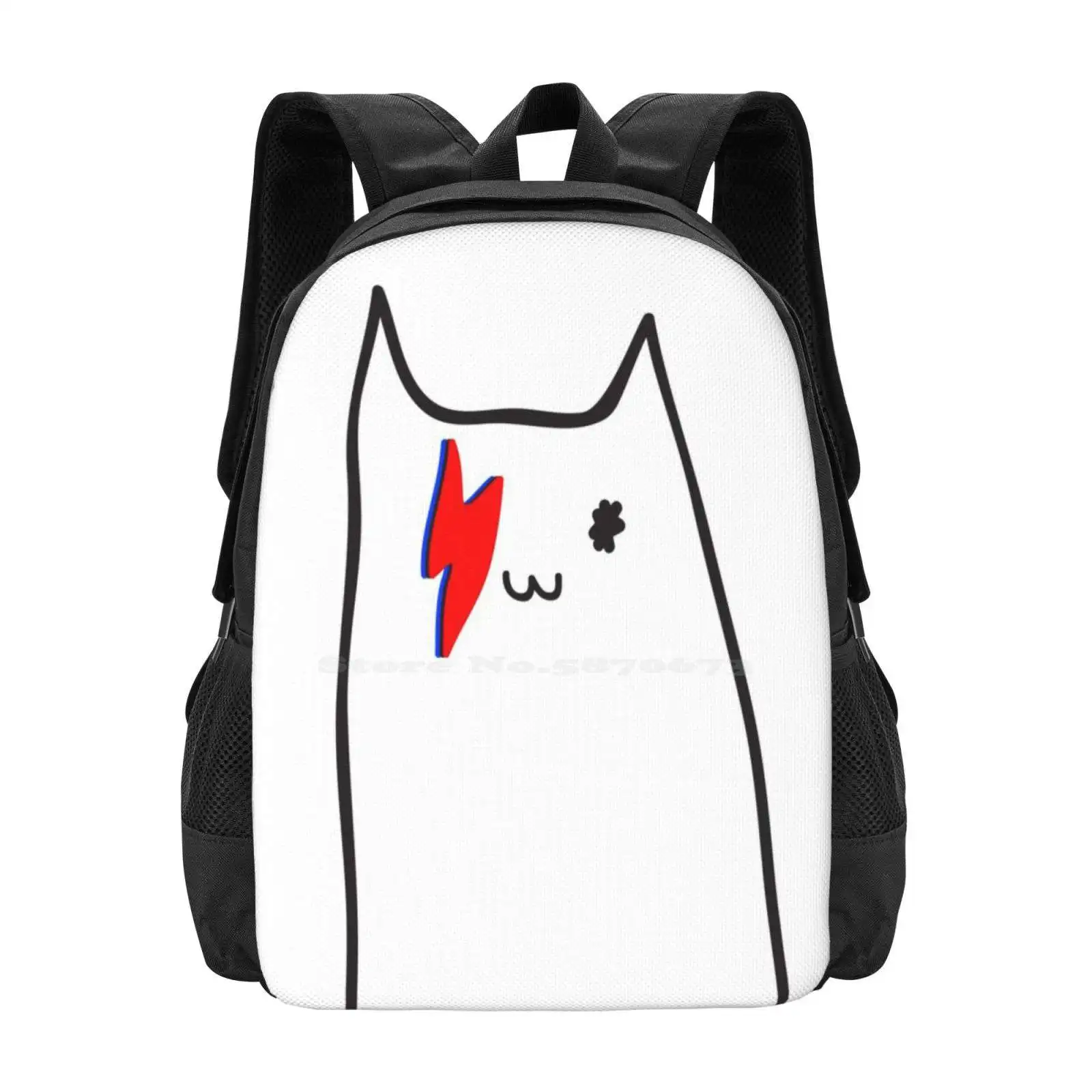 

Bowie Cat Hot Sale Backpack Fashion Bags Meow Kitten Kitty Cat Cute Lightning Bolt Bowie Bolt