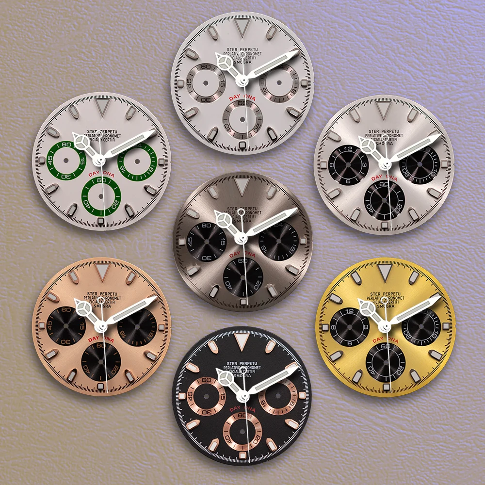  Best sellers 29.5mm S Logo White panda eye dial VK63 Dial Green Noctilucentnt Fit VK63 Movement Watch Modification Accessories