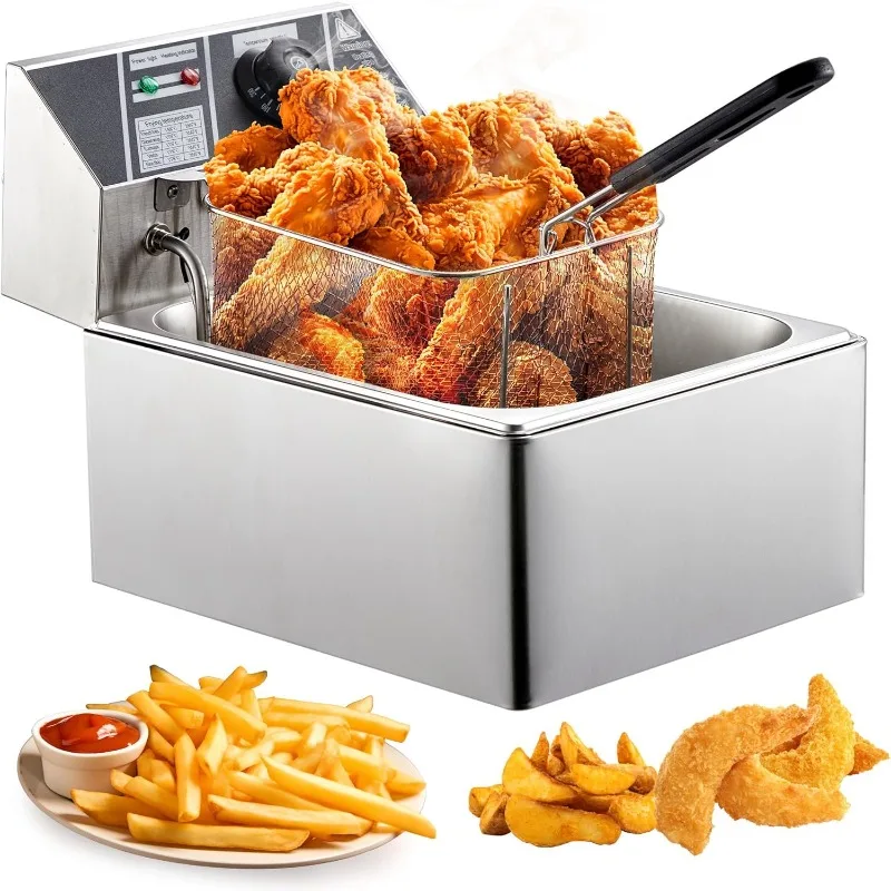 

Electric Deep Fryer, 6 L/5.4 Qts Deep Fryer with Basket, Adjustable Temperature Control,Perfect for Fried Buffalo Wings, Shrimp,