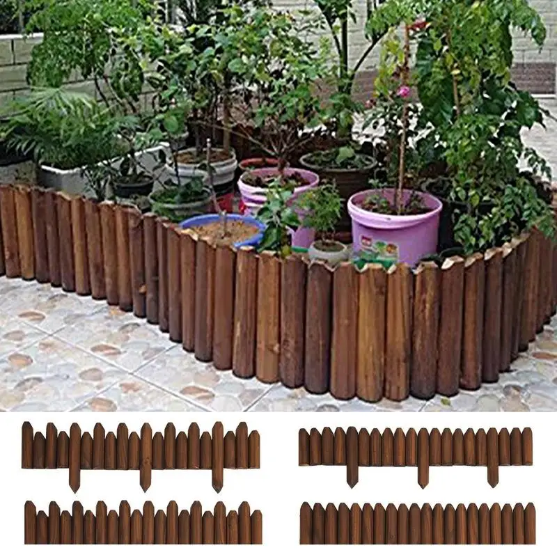 Garden Wooden Short Fence Landscape Edging Flexible Decorative Borders Flower Bed Border Flexible Decorative Borders For Spring