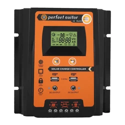 MPPT PWM Solar Controller 70A 50A 30A LCD Display Solar PV Charge Controller 12V 24V Battery Intelligent Regulator Dual USB